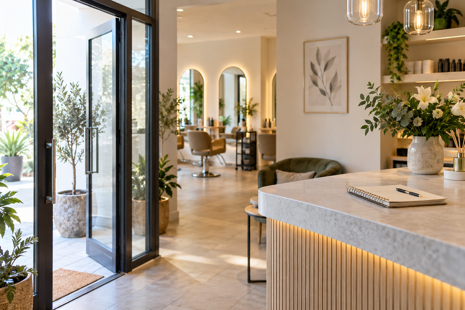 Planowanie prac przy wejściu do salonu beauty